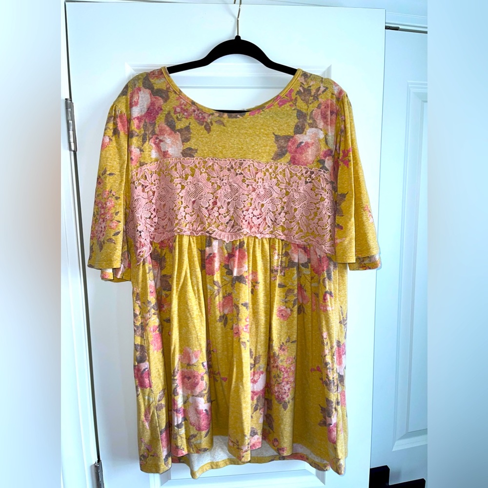 Oddy Mustard Floral Babydoll Top